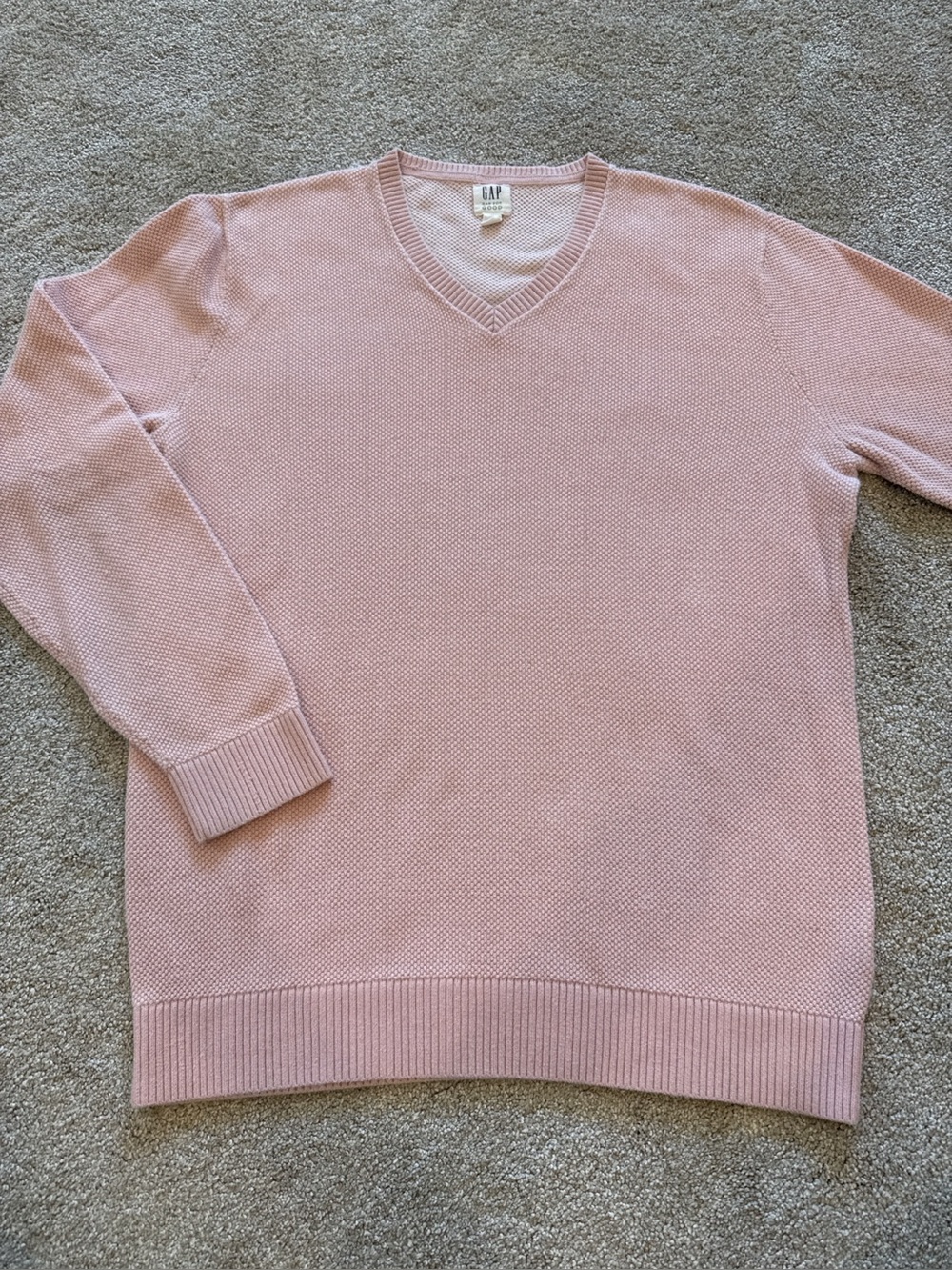 GAP For Good 100% Cotton Textured V Neck Sweater Men’s M Pale Pink